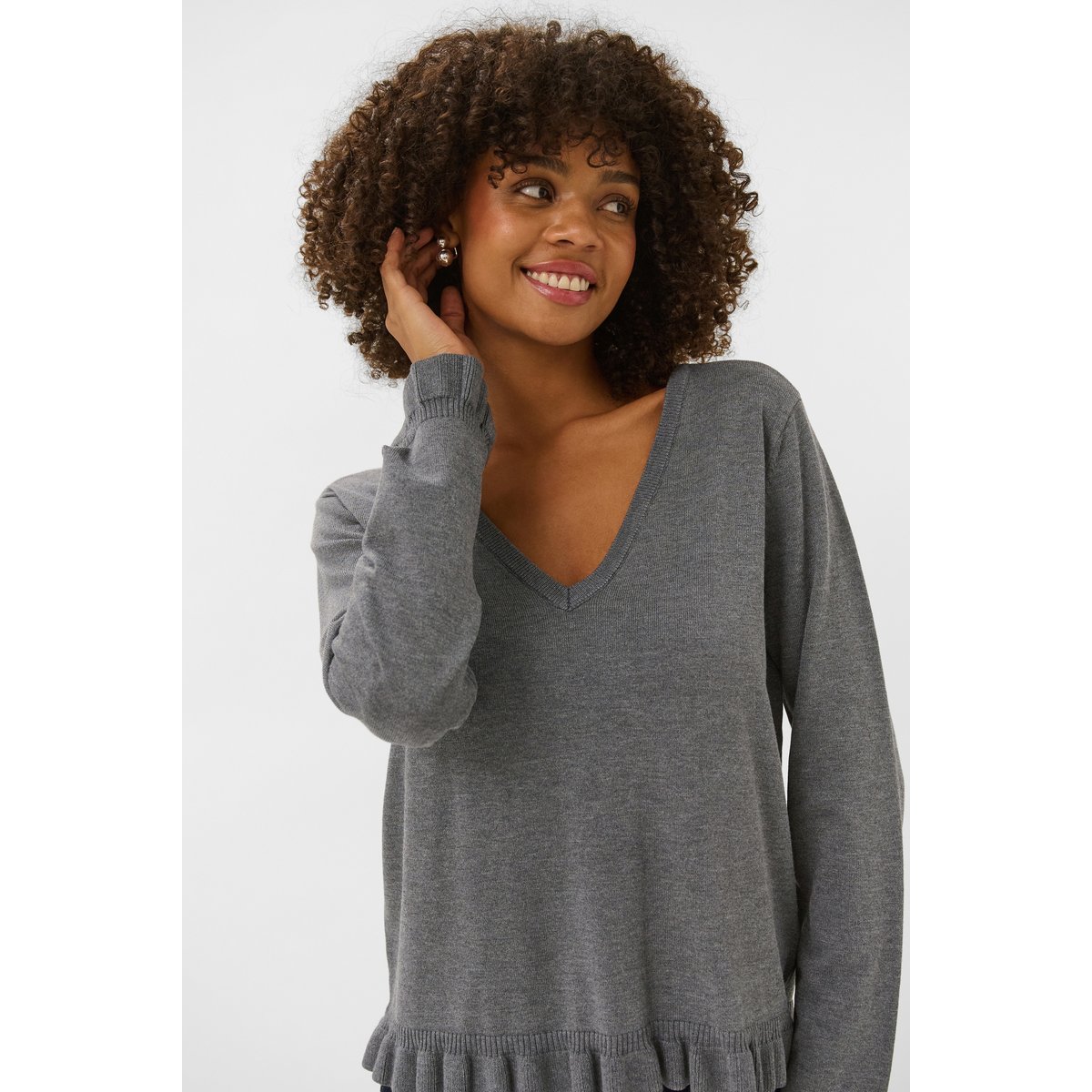 Pullover tricoté gris mid grey melange, CULTURE
