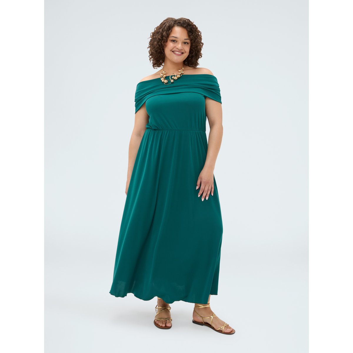 Robe longue Chill épaules dénudées vert, FIORELLA RUBINO