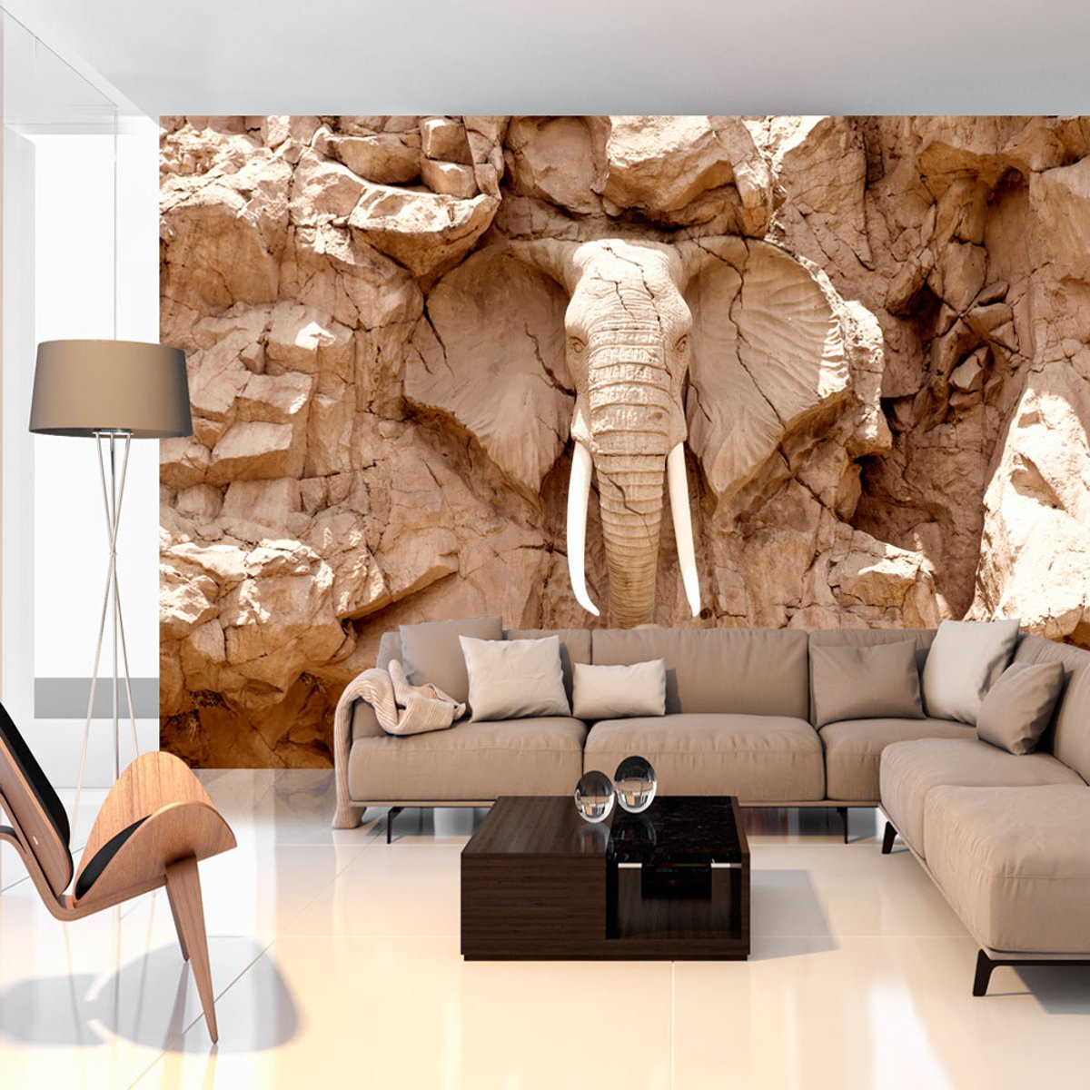 Papier peint intissé panoramique Paysage Stone Elephant (South Africa) multicouleur, EDEN