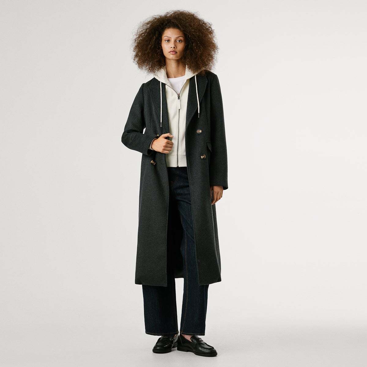 Manteau Long Croisé gris, PEPE JEANS