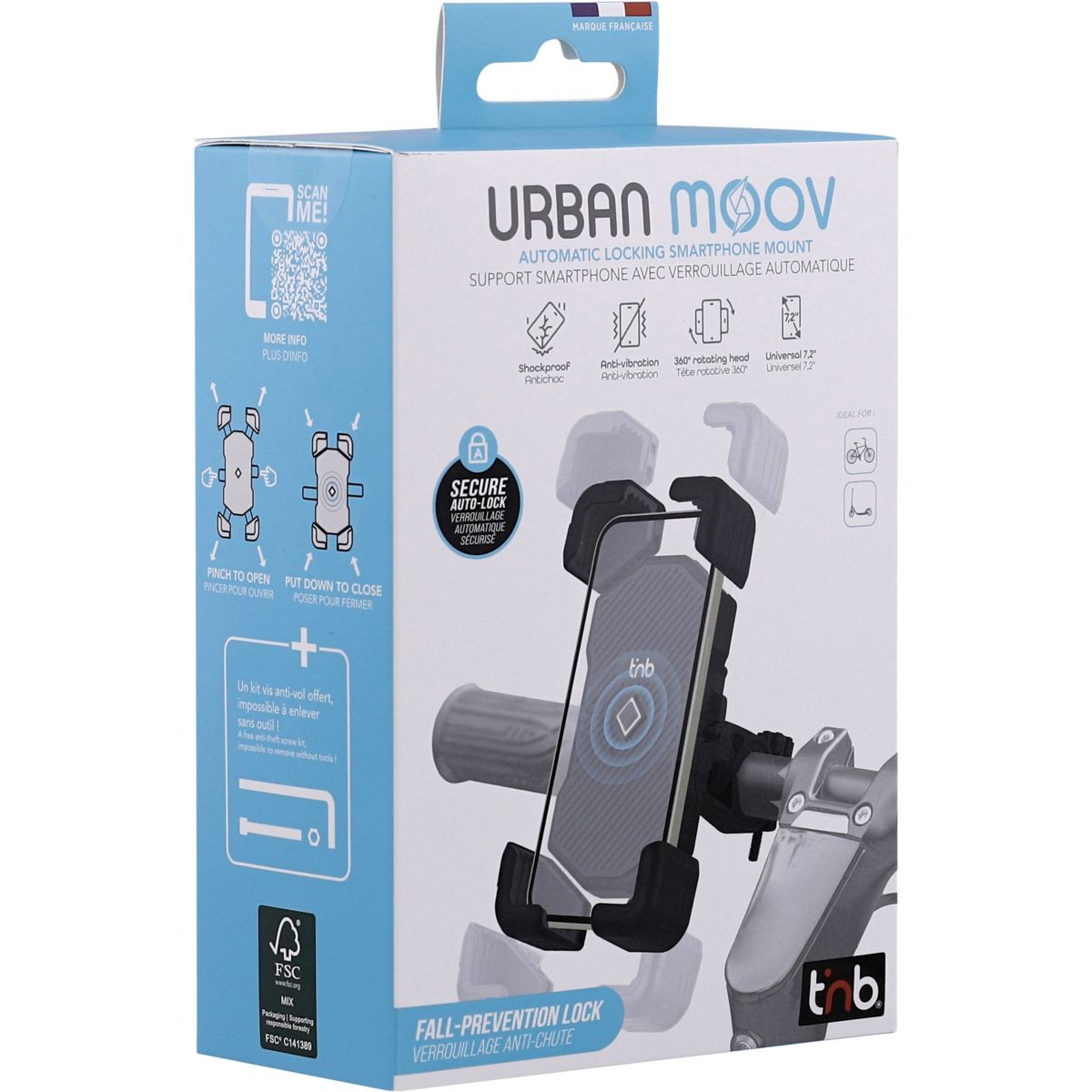Support smartphone smartphone renforcé-verrouillage auto noir, TNB