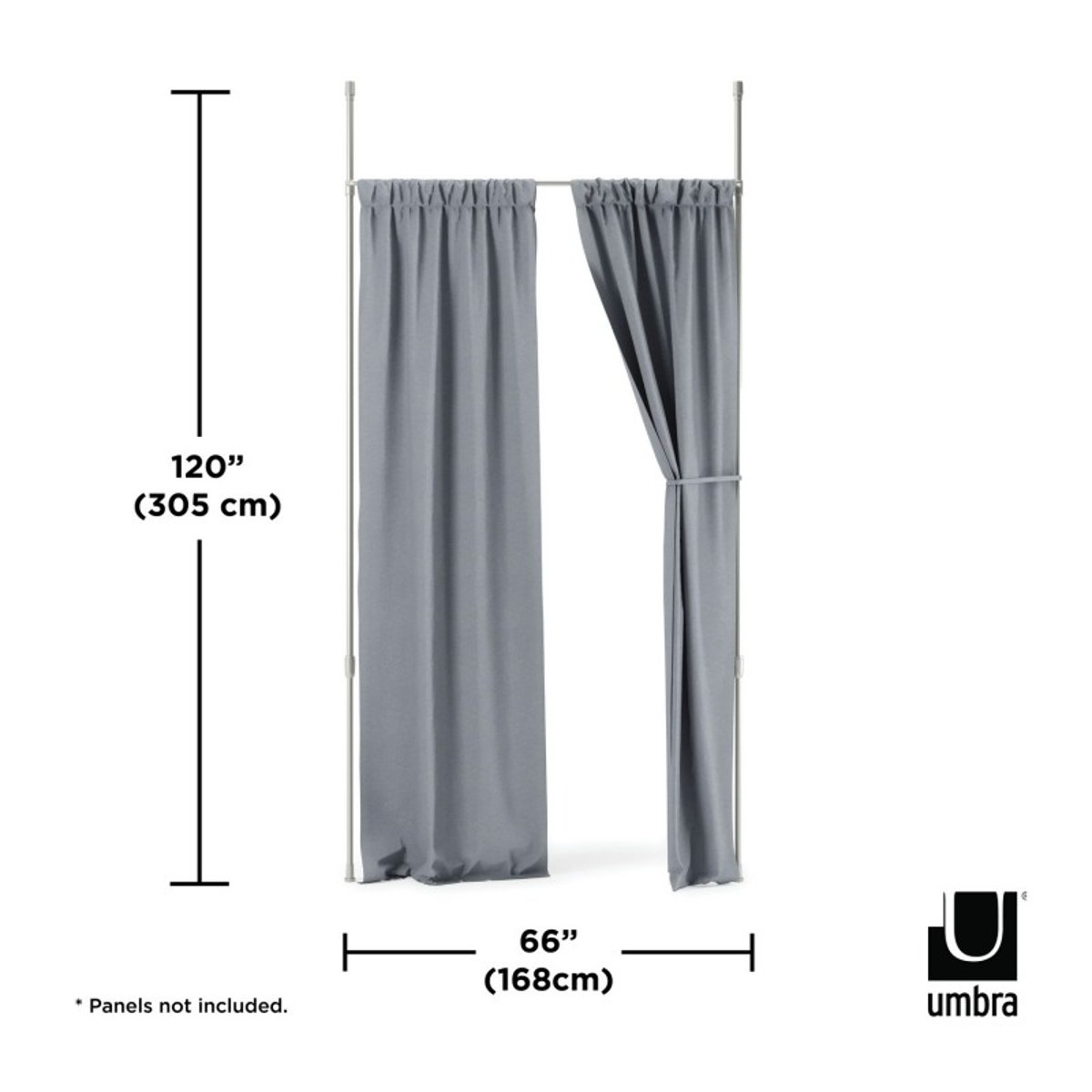 Tringle séparateur de pièce ANYWHERE argent, UMBRA