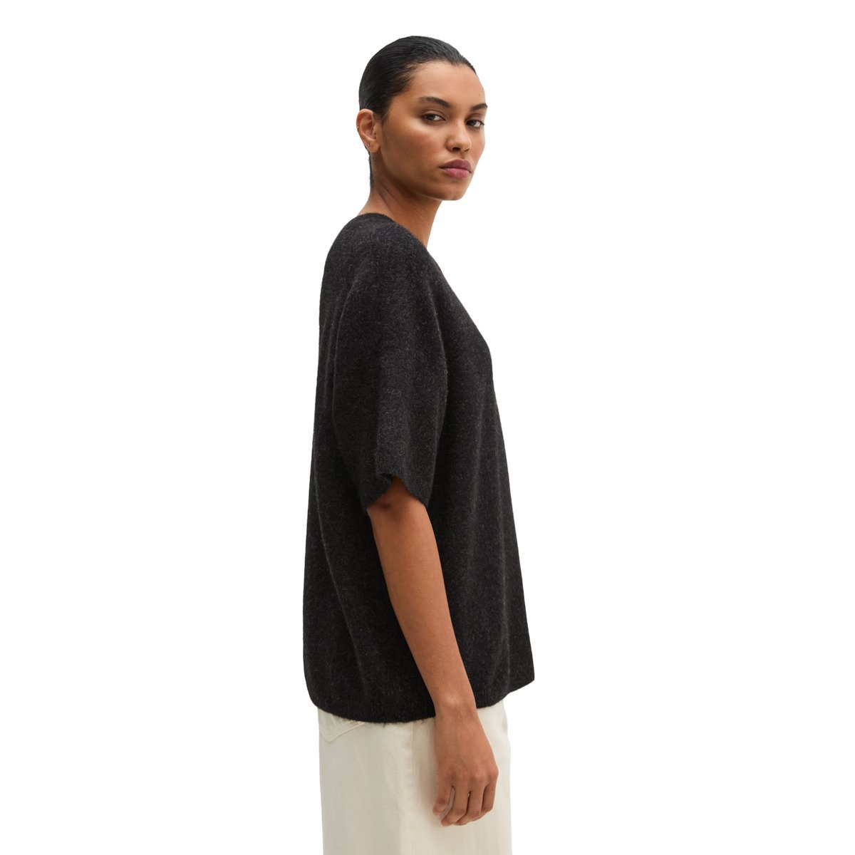 Pull en maille ample en un mélange doux de poils de yack et de laine d'alpaga gris, MARC O'POLO