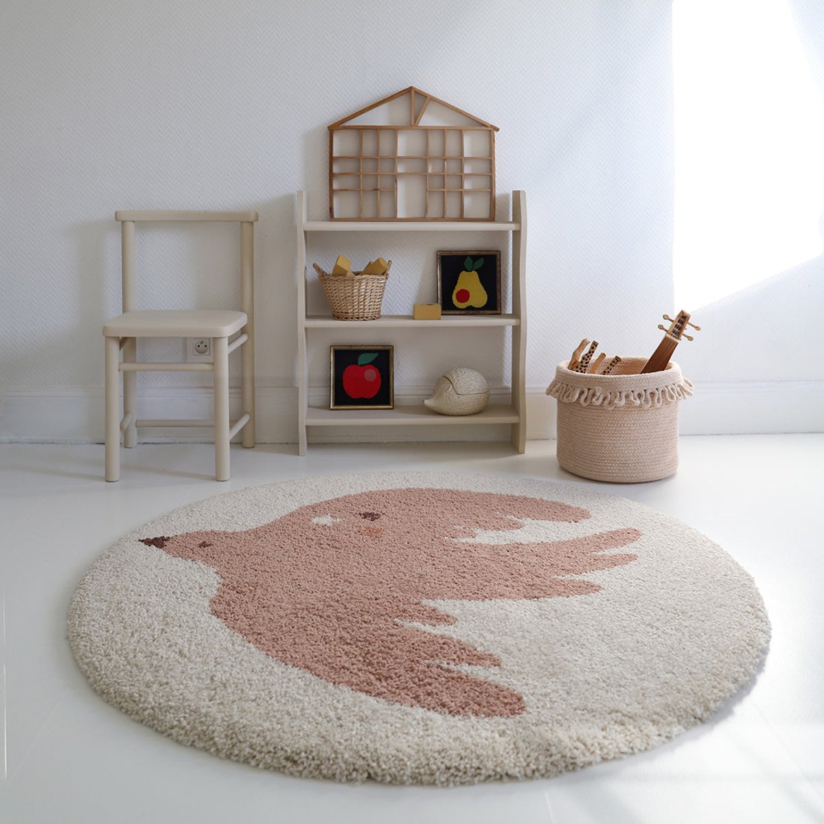 Tapis chambre enfant petit oiseau BOHEMIAN BIRD crème, NATTIOT