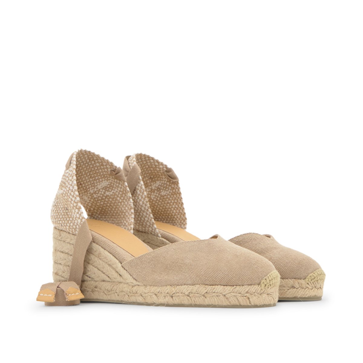 Espadrilles compensées en jute tressée à découpe en V CHIARA PLATFORM sable, CASTANER