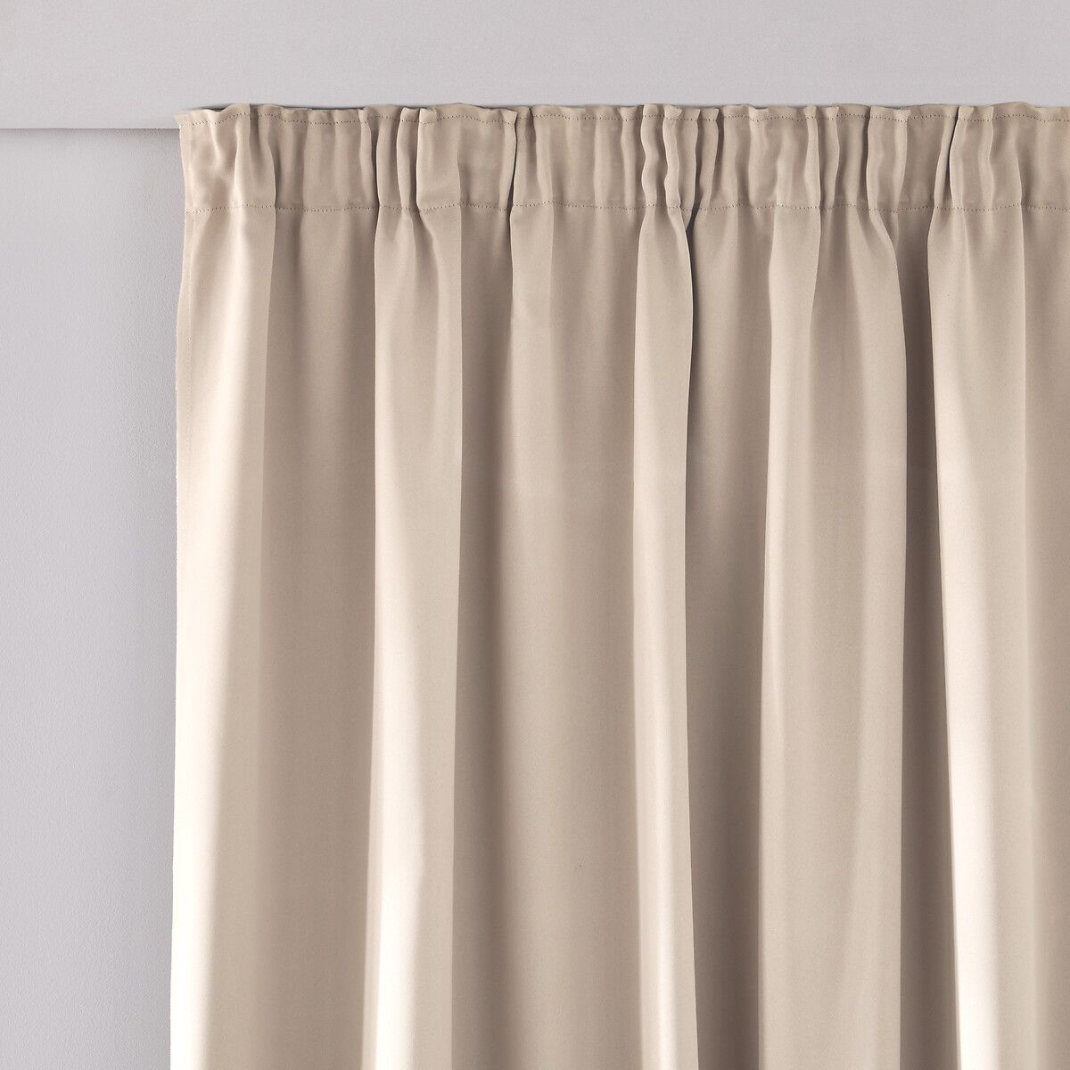 Rideau occultant, à galon fronceur et wave, VODA beige taupe clair, LA REDOUTE INTERIEURS