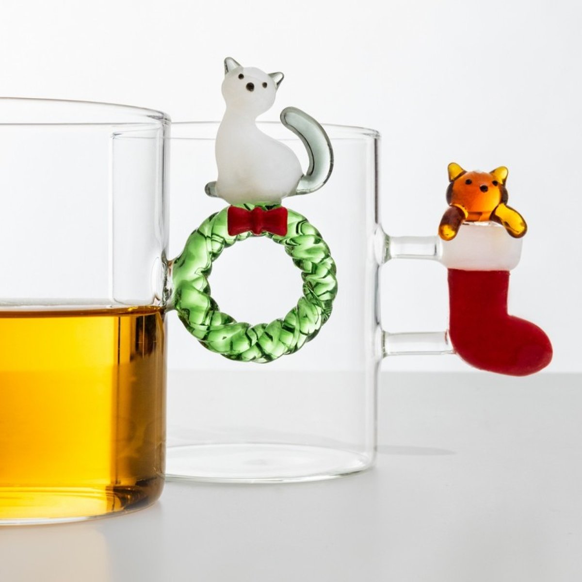 Mug verre noël chat TABBY CAT CHRISTMAS rouge, ICHENDORF