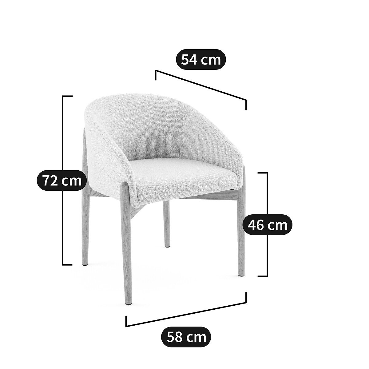 Fauteuil de table en bouclette Beca ecru, LA REDOUTE INTERIEURS
