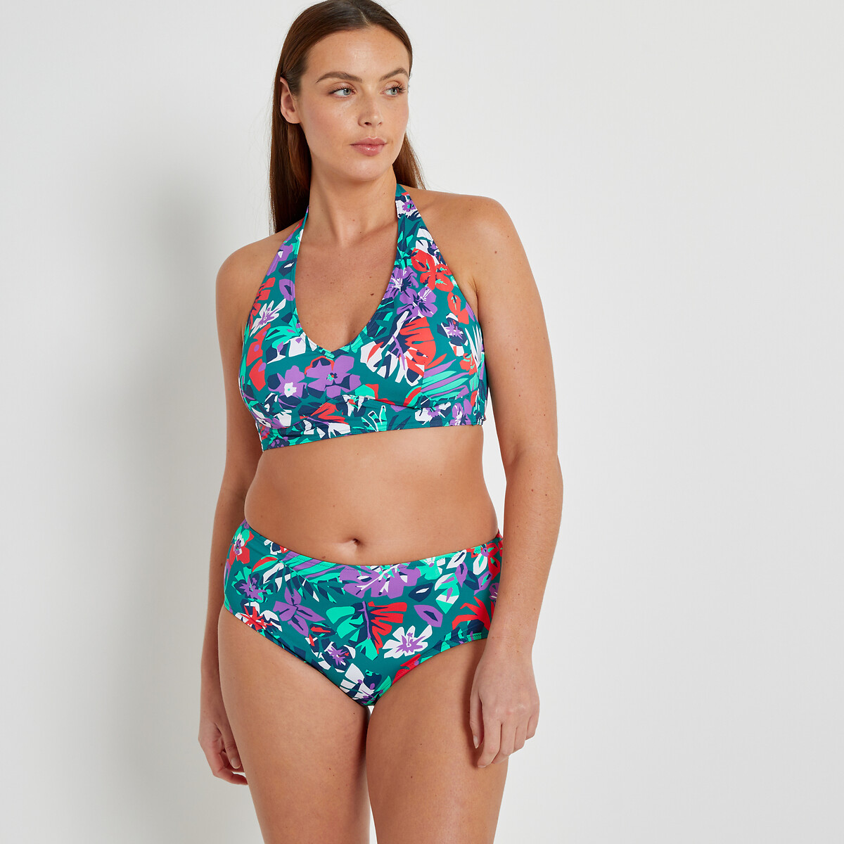 Floral Halterneck Bikini Top exotic print, LA REDOUTE COLLECTIONS PLUS