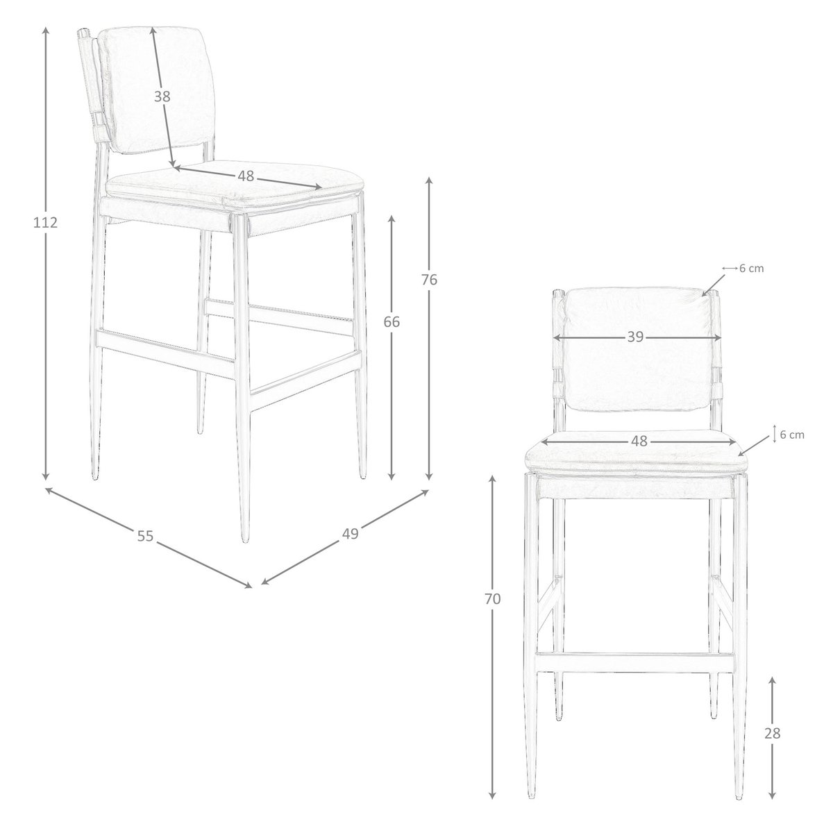 Tabouret en cuir marron marron | acier foncé, ANGEL CERDA