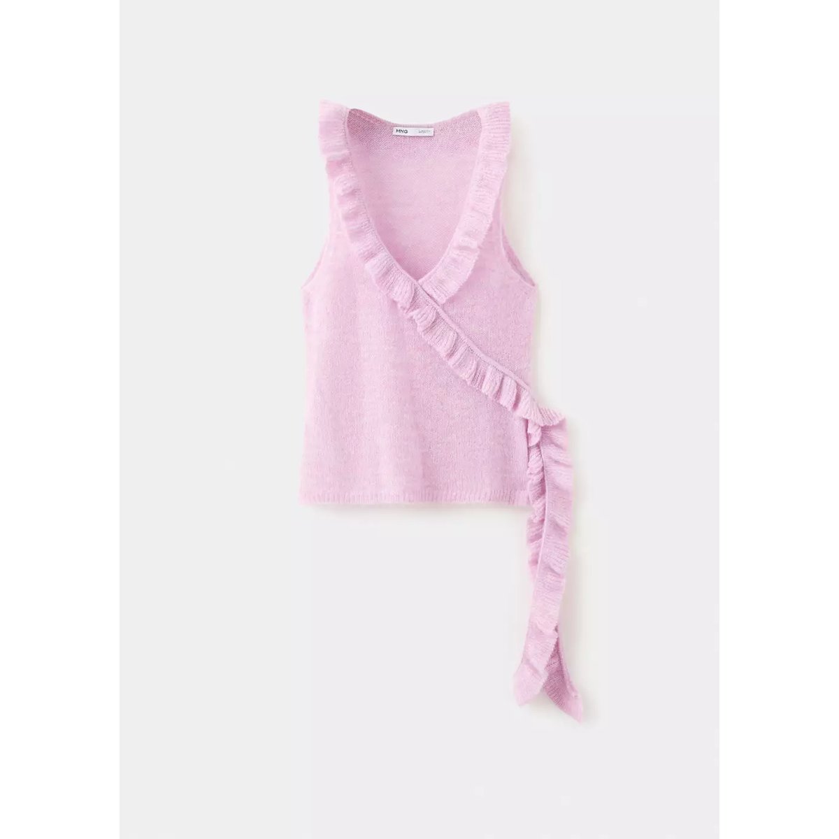 Top maille volants rose, MANGO