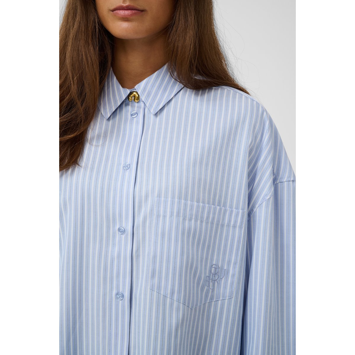 Chemise à manches longues bleu/blanc rayures, CULTURE