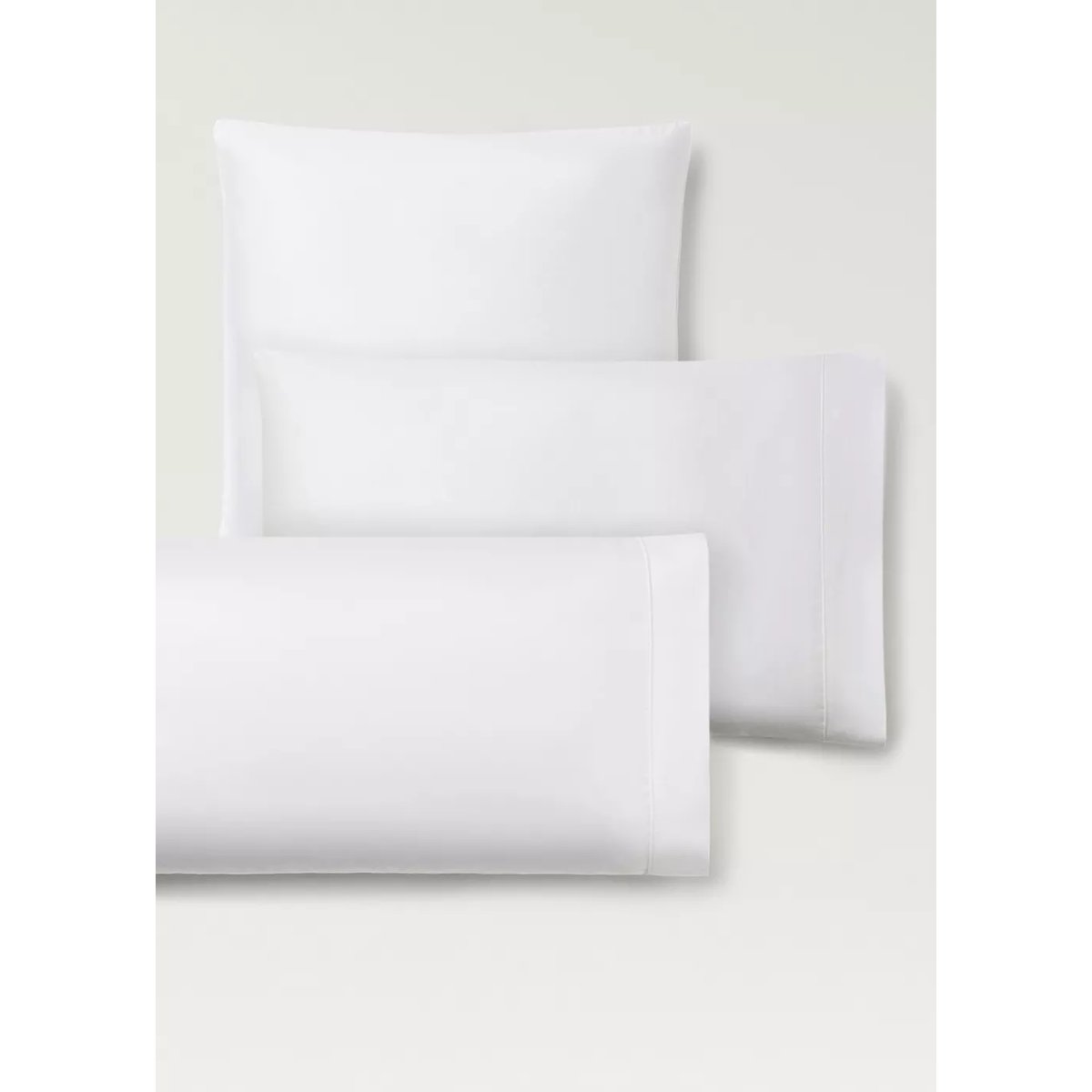 Deux taies d’oreiller coton satin 600 fils 60x60 cm blanc, MANGO HOME