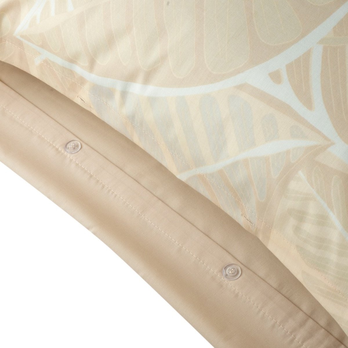 Housse de couette 240x220 YUCA + 2 taies Percale de coton beige, DECORATIE