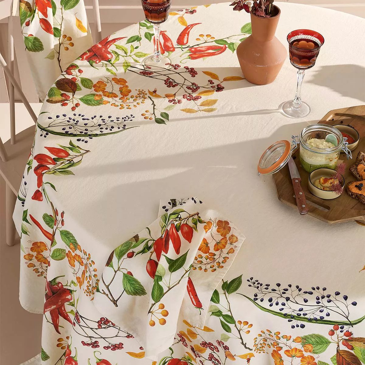 Chemin de table lin & coton lavé PIMENTS DOUX caliente, GARNIER THIEBAUT