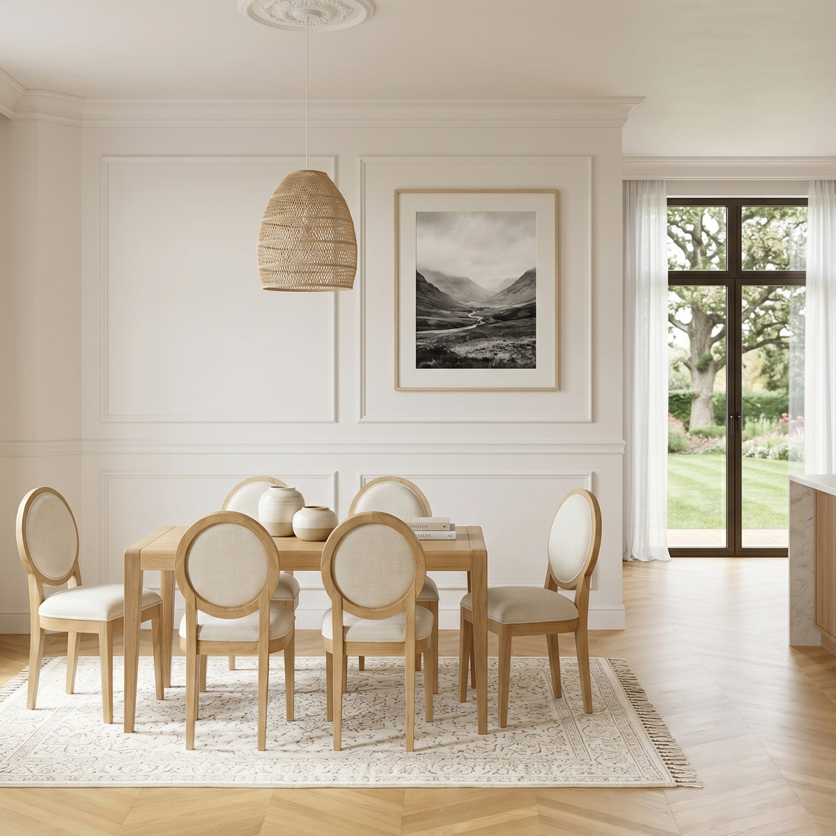 Table extensible en chêne, 6 couverts TENNESSEE beige, ROBIN DES BOIS