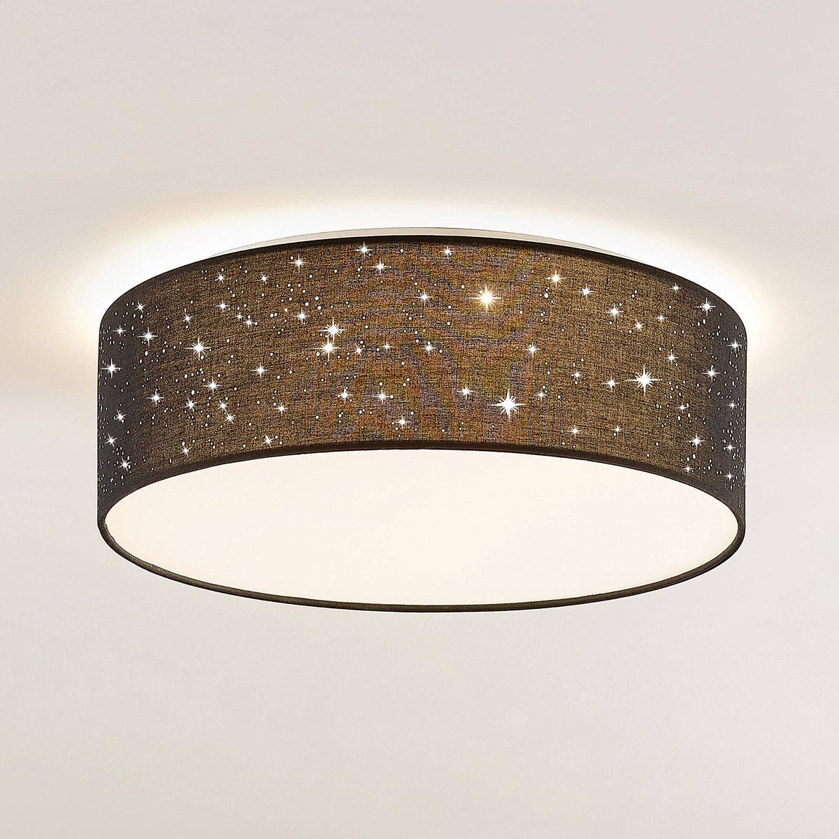 Plafonnier en textile moderneLED, Ellamina noir, LINDBY