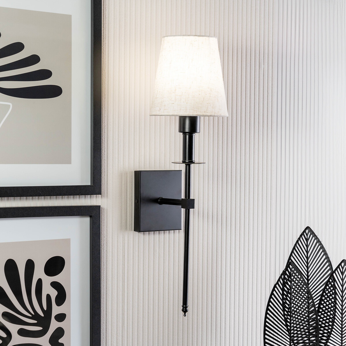 Kasey Rechargeable Easy Fit Wall Light with Shade in Black black, SO'HOME