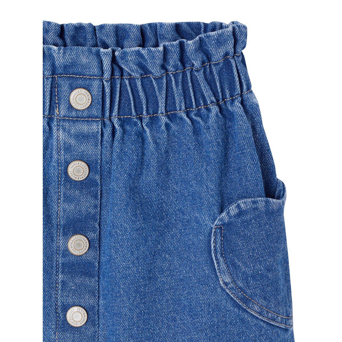 Jupe en jean poches coeur denim brut, VERTBAUDET