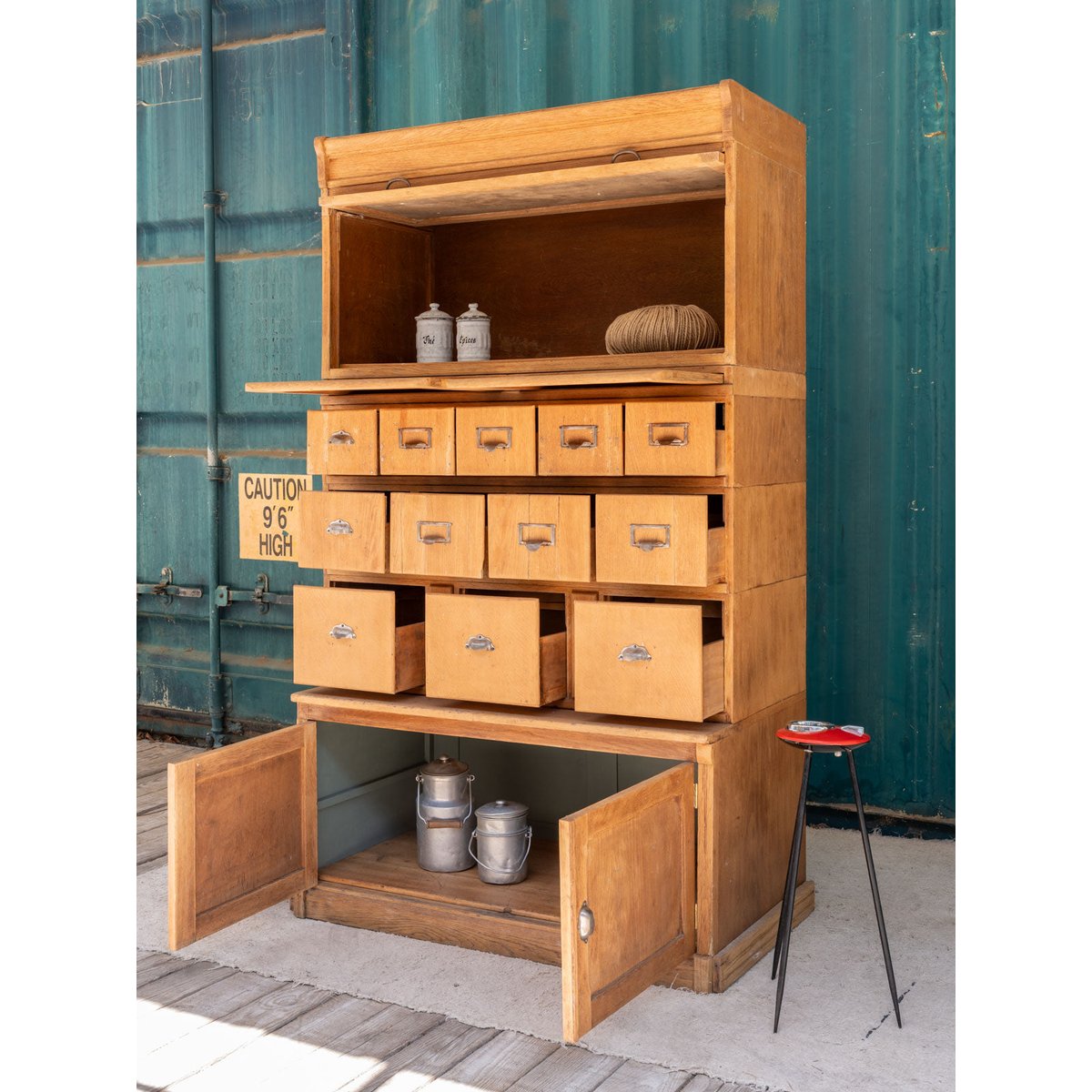 Meuble de métier à casiers en bois Fernand N°393 - Bon état bois clair, DEBONGOUT