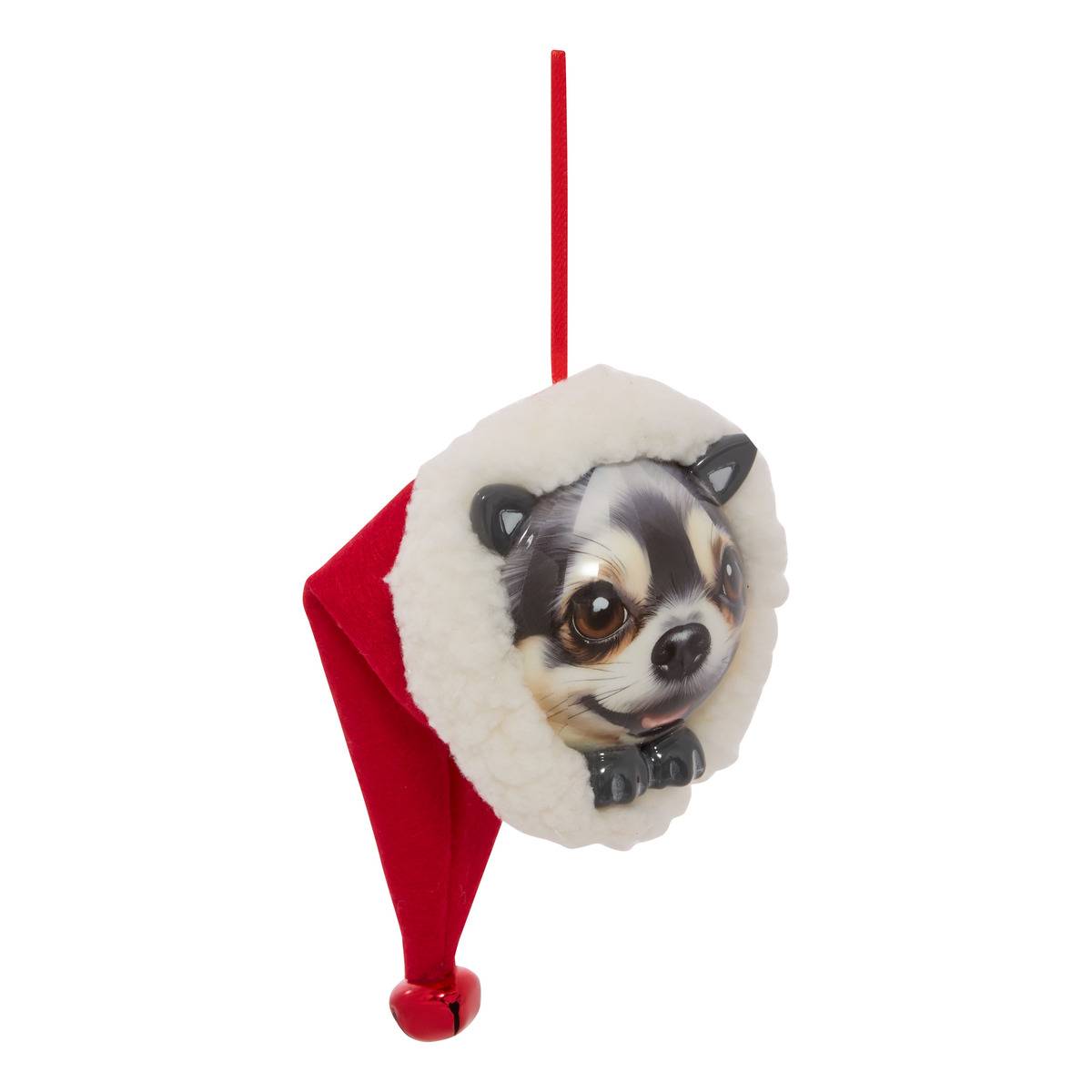 Boule de Noël en papier chien au bonnet D. 85 mm modèle b, FEERIC LIGHTS & CHRISTMAS