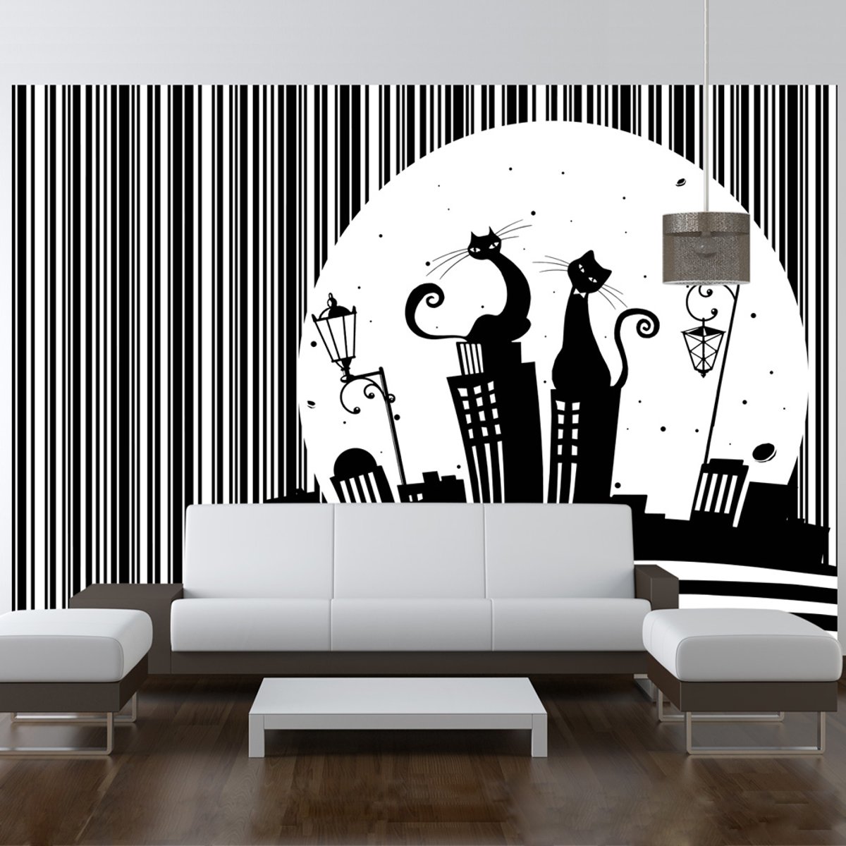 Papier peint intissé panoramique Pour enfants Cat's melody noir, EDEN