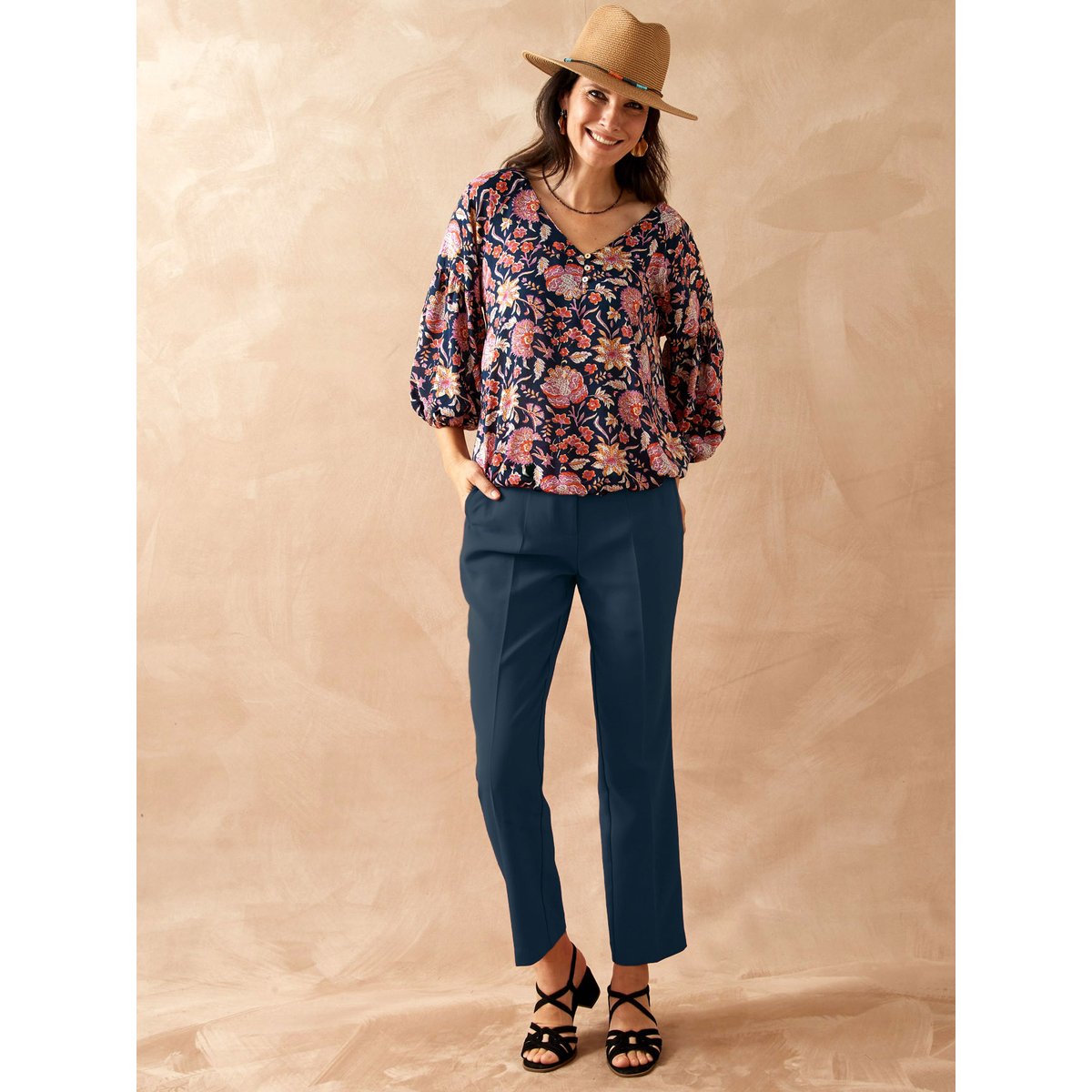Pantalon 7/8ème coupe fuselée marine, DAXON