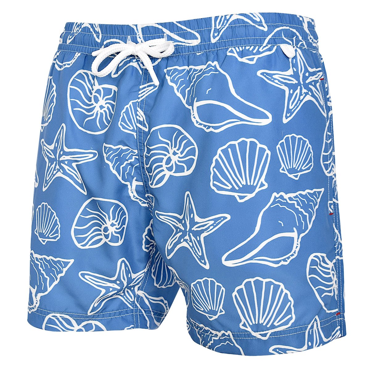 short de bain Montauk 2668 white seashell bleu, LES LOULOUS DE LA PLAGE