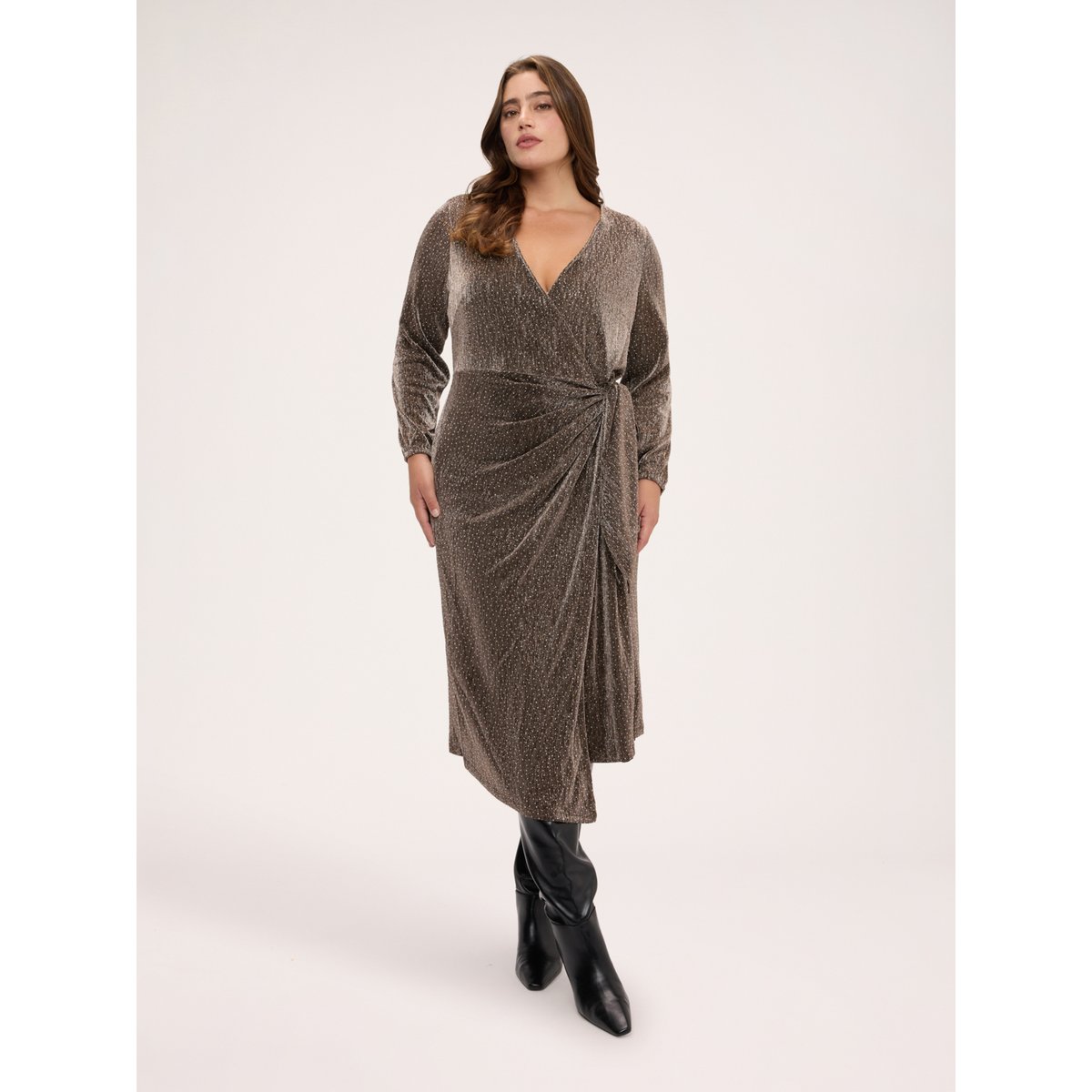 Robe portefeuille marron, FIORELLA RUBINO