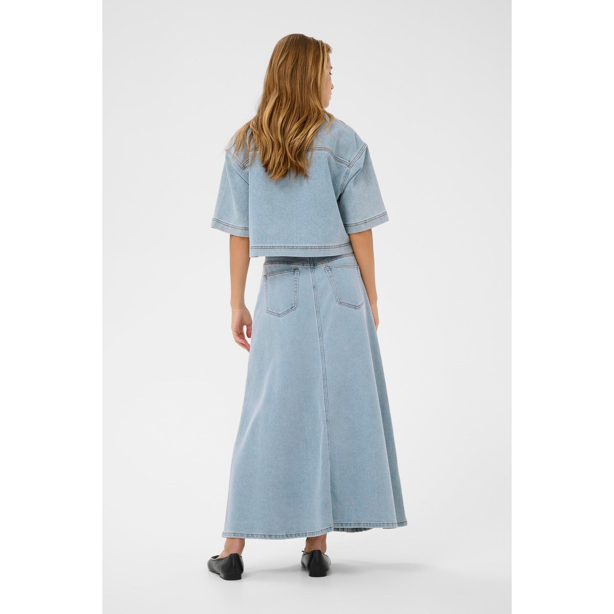 Jupe casual bleu light blue washed denim, KAFFE