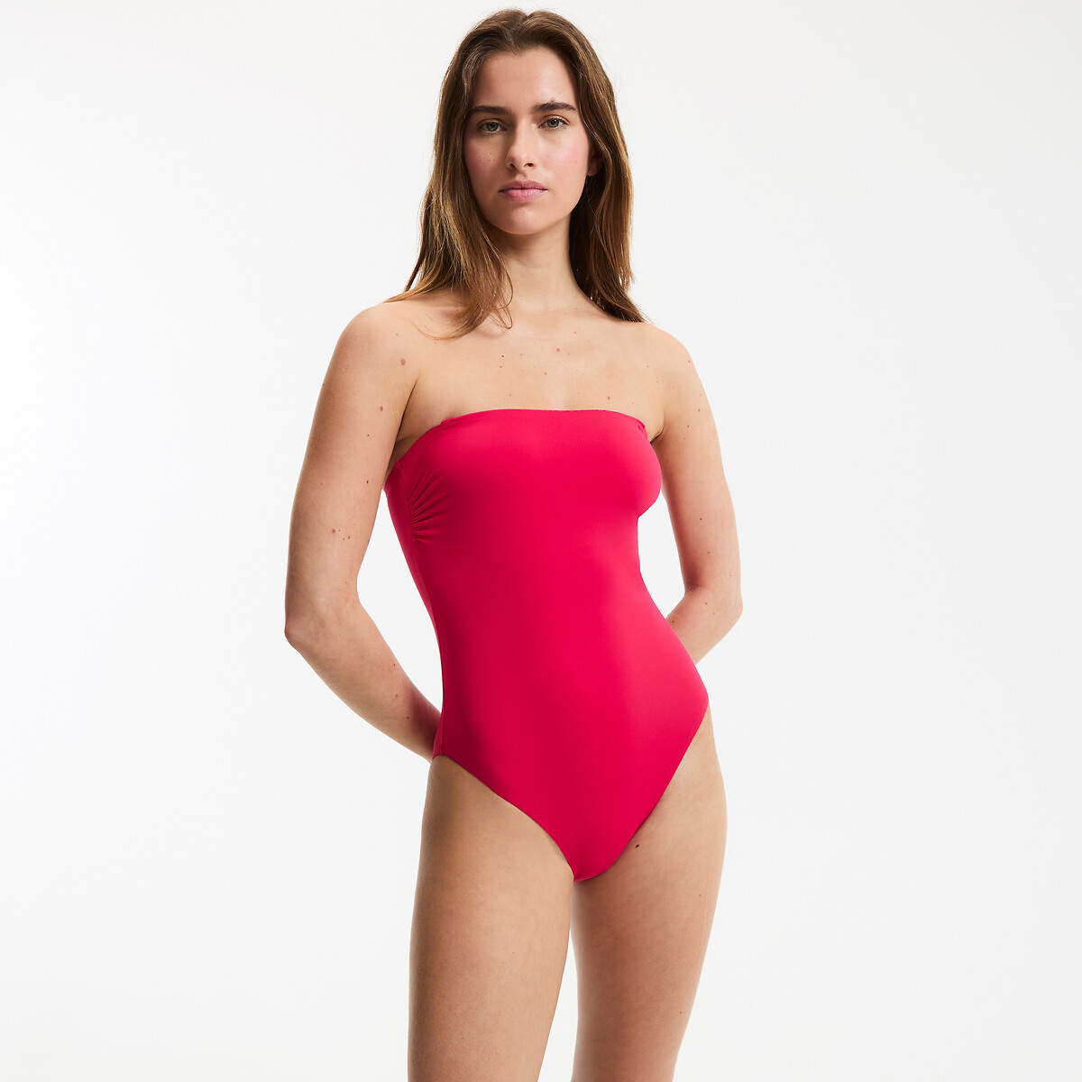 Maillot de bain 1 pièce, bustier, Essentiel framboise, LA REDOUTE COLLECTIONS