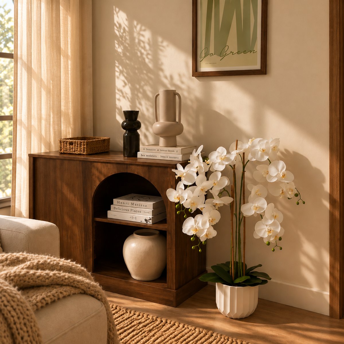 Orchidée artificielle toucher naturel 100cm autres, LIGNE DECO