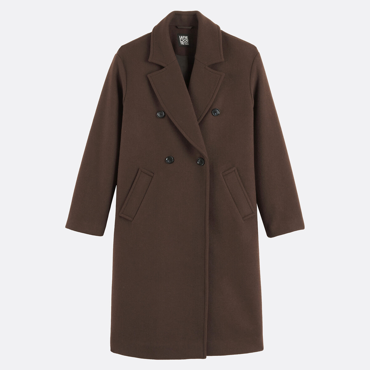Abrigo de paño de lana mezclada, Signature BARNABE marrón, LA REDOUTE COLLECTIONS