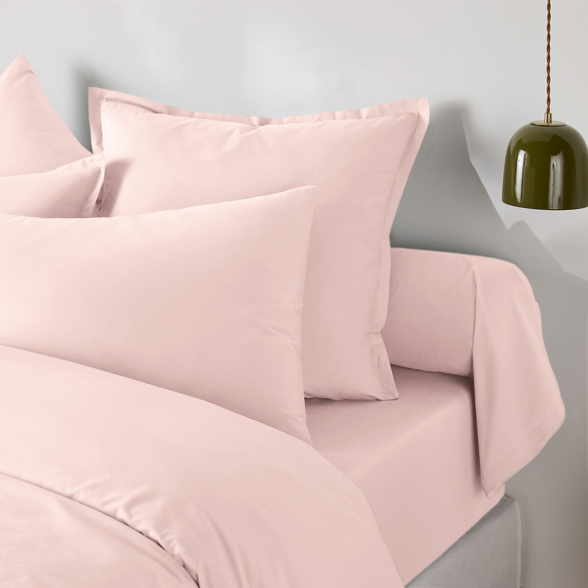Taie de traversin en percale de coton, 80 fils, Scenario rose poudré, LA REDOUTE INTERIEURS