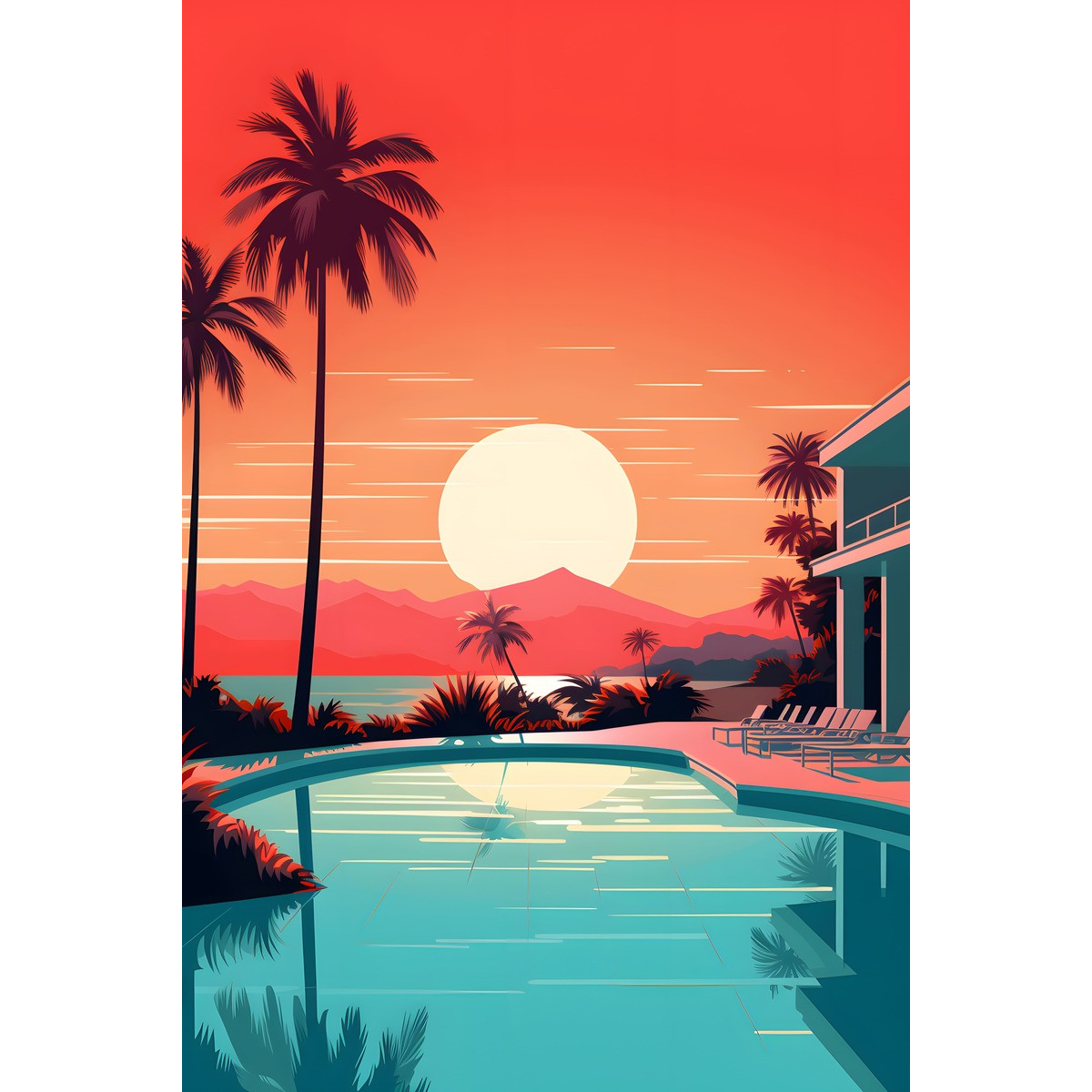 Tableau Mural Coucher De Soleil Tropical ARCHITECTURE tableau en verre synthétique, CEANOTHE