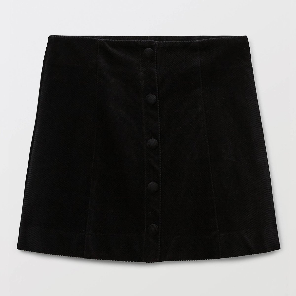 Jupe courte boutonnée velours contenant du coton BIO GOTS noir, MONOPRIX