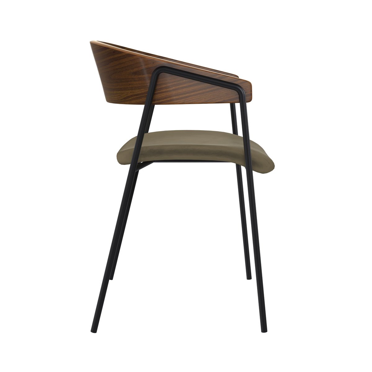Lot de 2 chaises en velours et bois de noyer - ESMÉE vert kaki, MAISON PAVANE