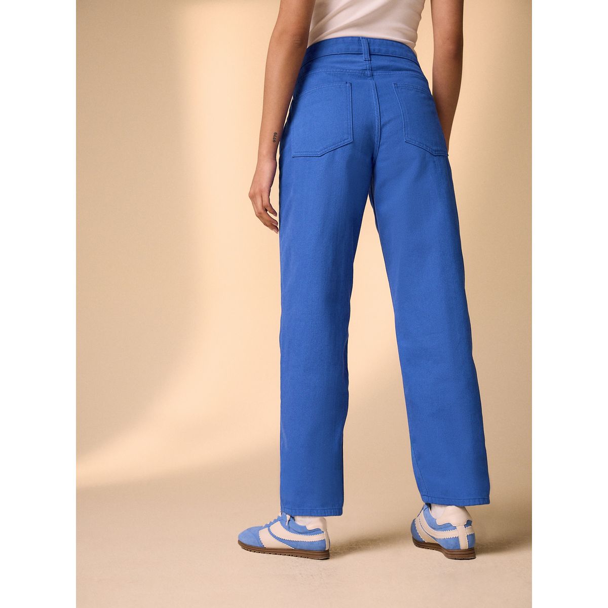 Jean droit longueur cheville bleu cobalt, NEXT