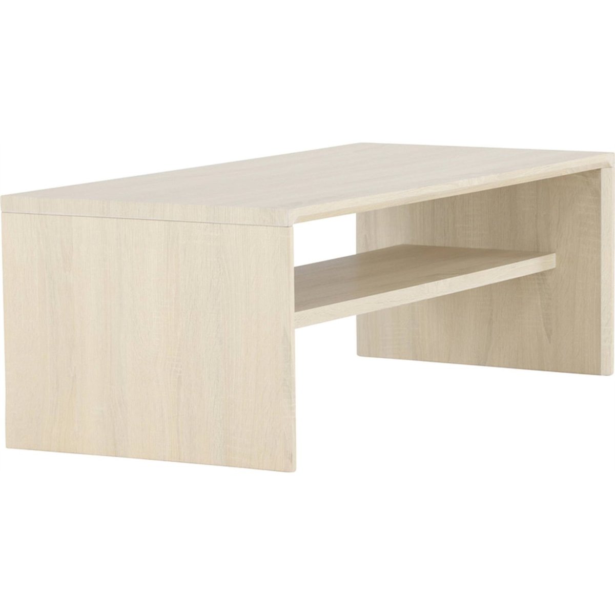 Table basse rectangulaire avec rangement LORREN chêne blanchi, RECOLLECTION
