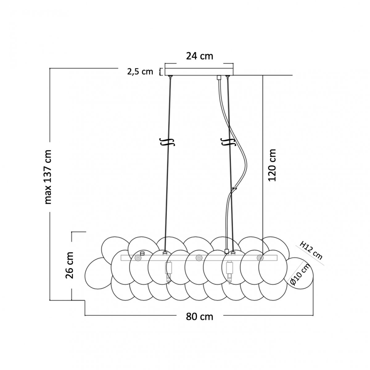 Grande suspension moderne - BARTALI gris fumé, KOSILUM