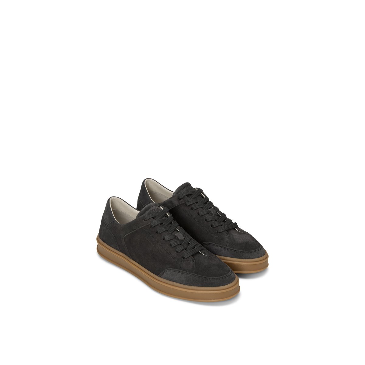 Modèle de baskets Enrique en cuir de vachette velours de grande qualité gris foncé, MARC O'POLO
