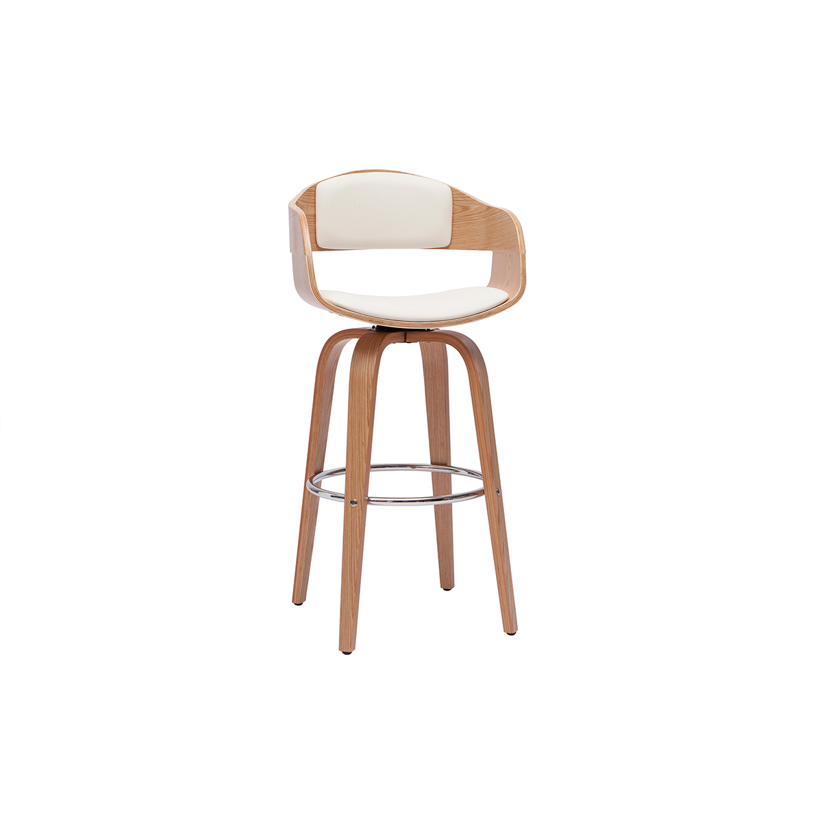 Tabouret de bar design pivotant 360° H65 cm GAO blanc, MILIBOO