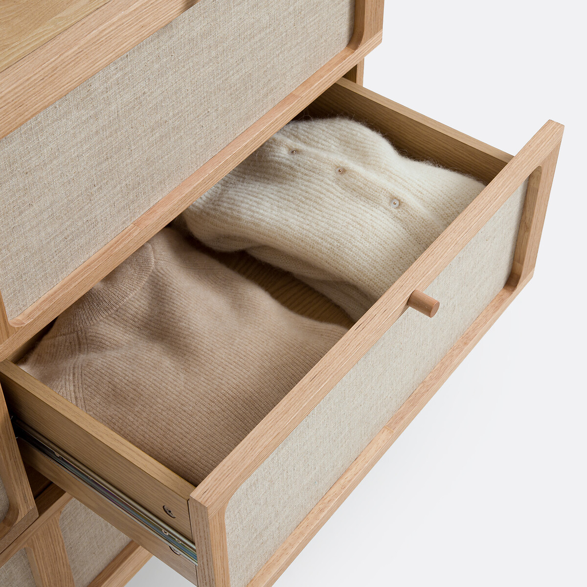 Commode 5 tiroirs, plaqué frêne et lin, Esmara  teinté chêne /lin, LA REDOUTE INTERIEURS