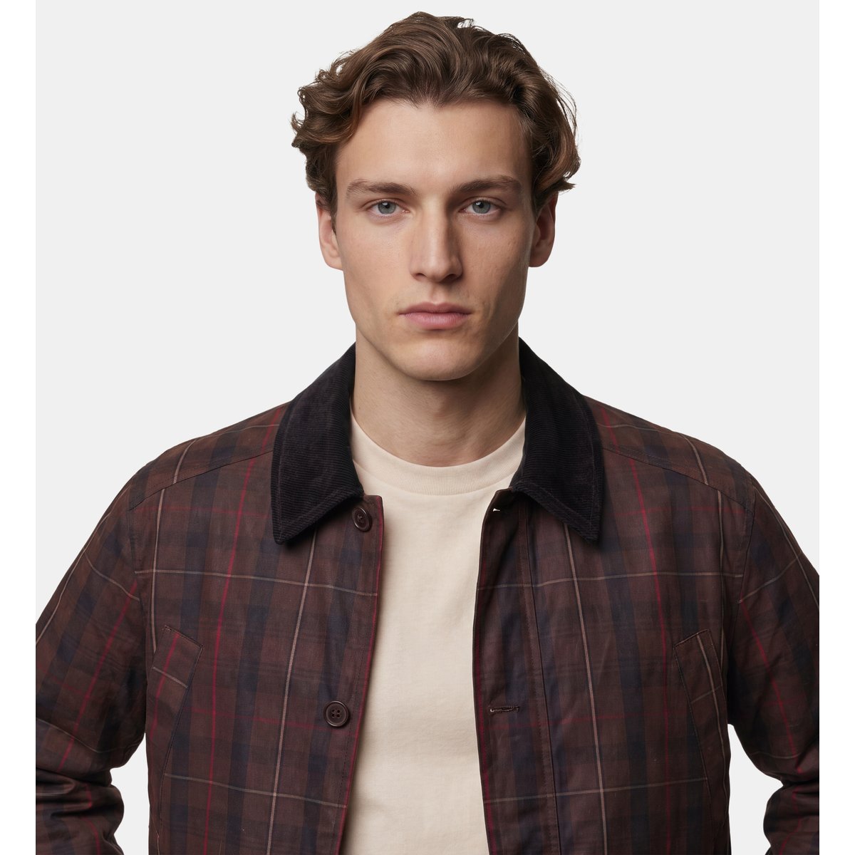 Veste droite tadwax col velours marron rouge, GALERIES LAFAYETTE