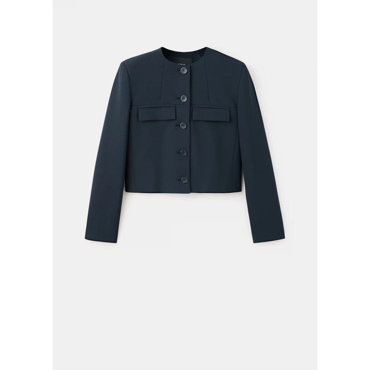 Veste droite avec poches à rabat bleu marine, MANGO