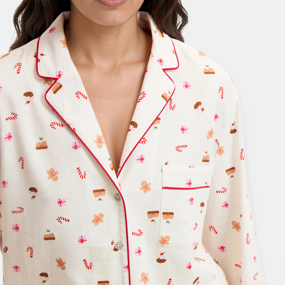 Tweedelige pyjama van flanel, met kerstmotief bedrukt, LA REDOUTE COLLECTIONS