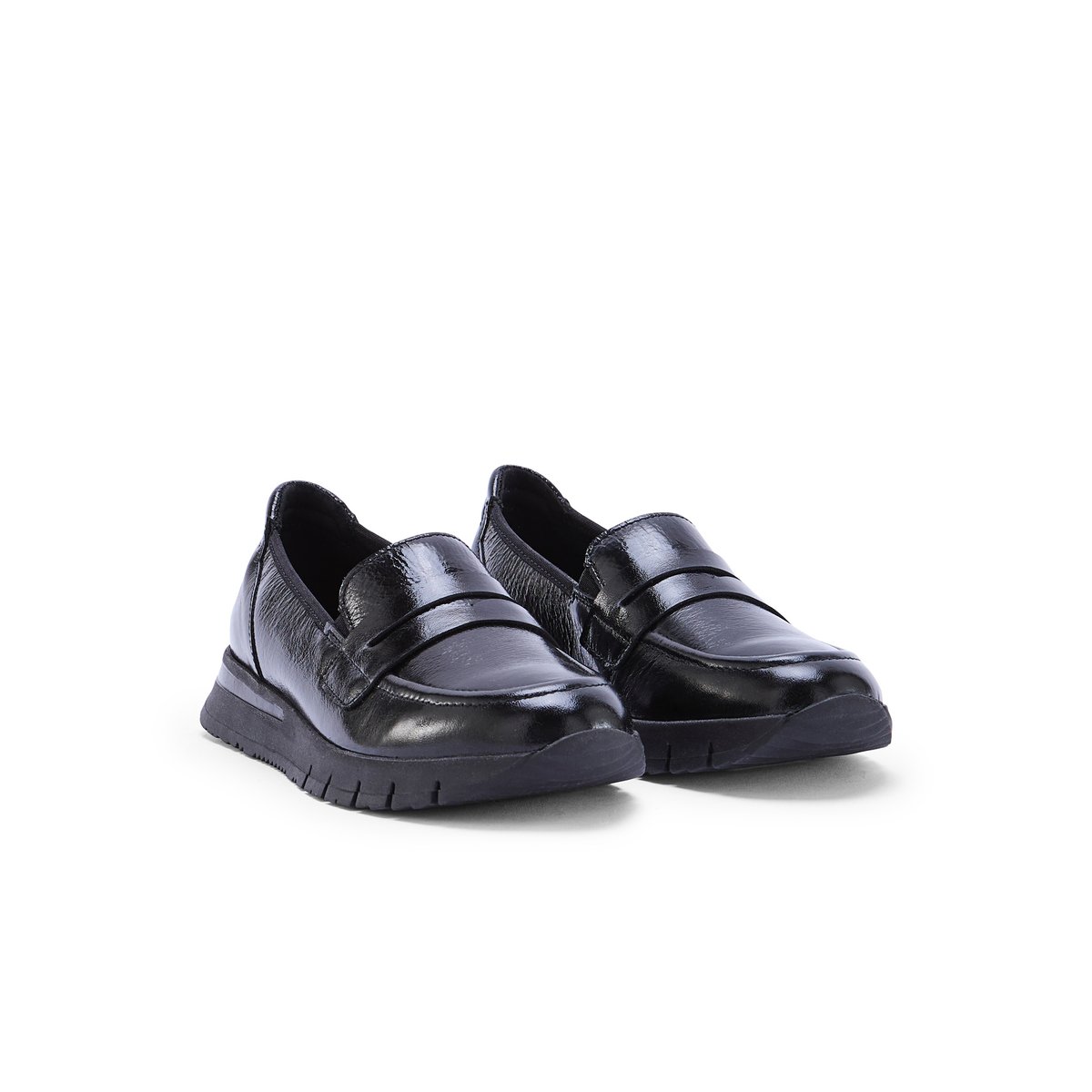 Mocassin cuir semelle compensée noir, PEDICONFORT