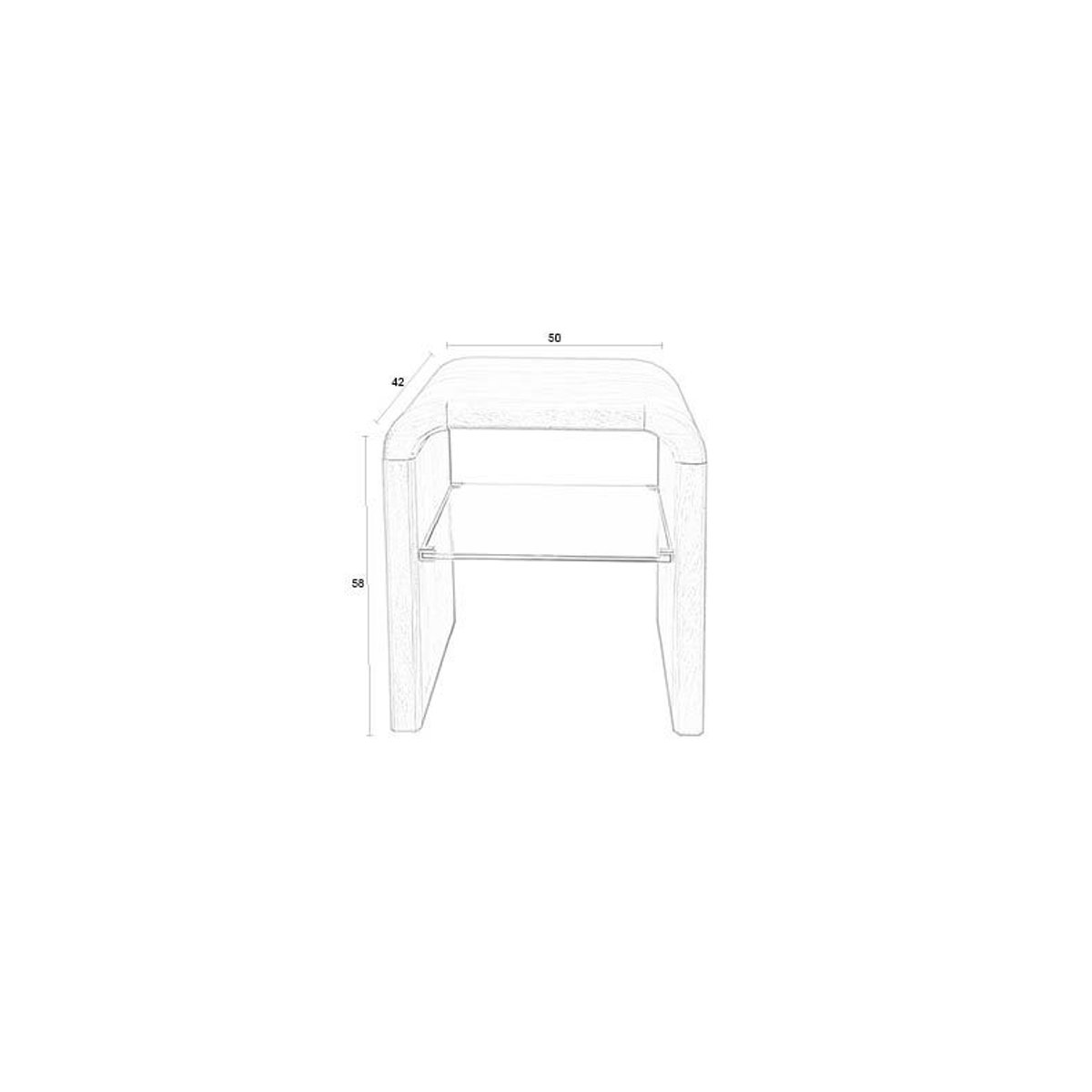 Table de chevet rectangulaire en bois, L., BRAVE bois, ZUIVER