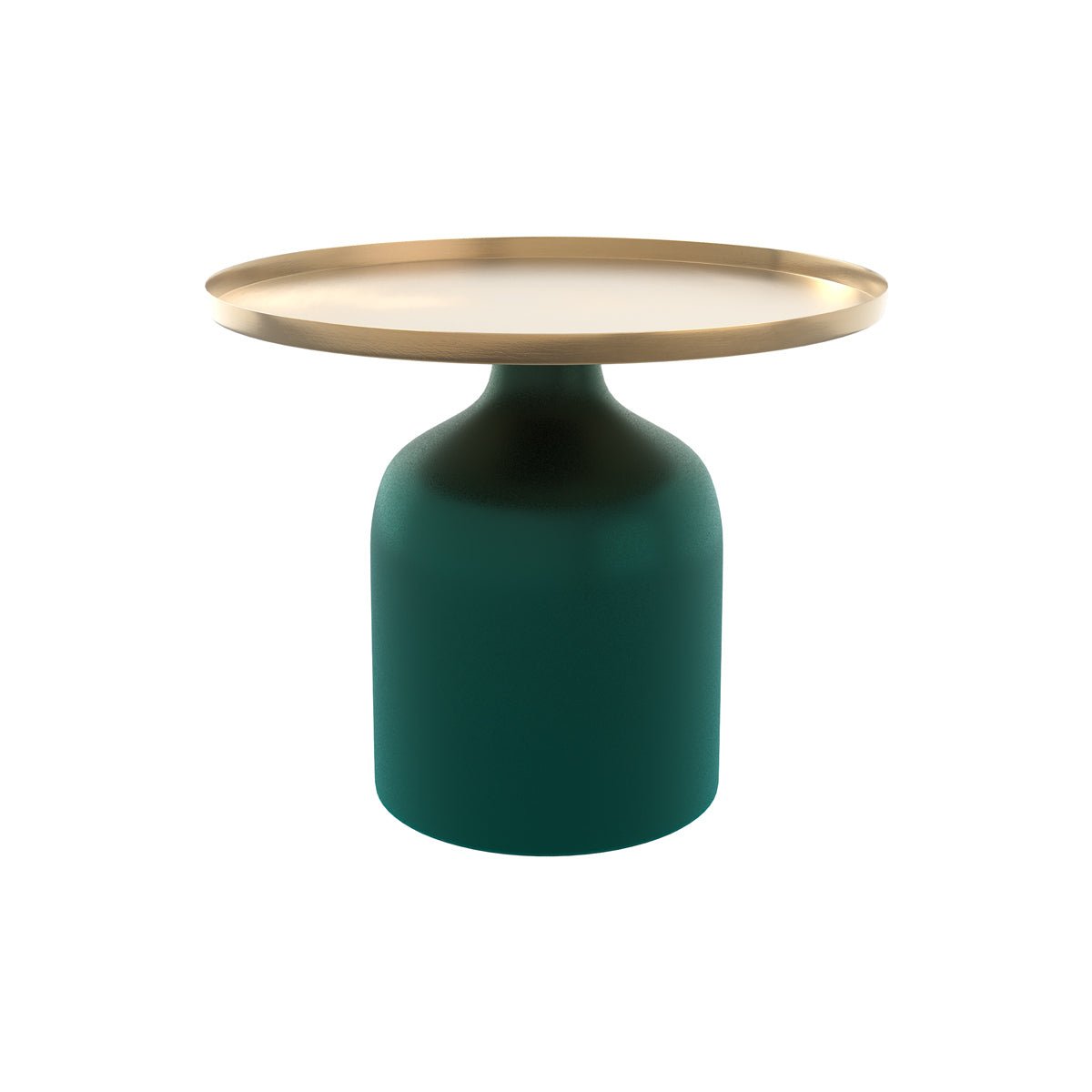 Table d'appoint ronde en métal et D49 cm - LYNE vert et doré, MAISON PAVANE