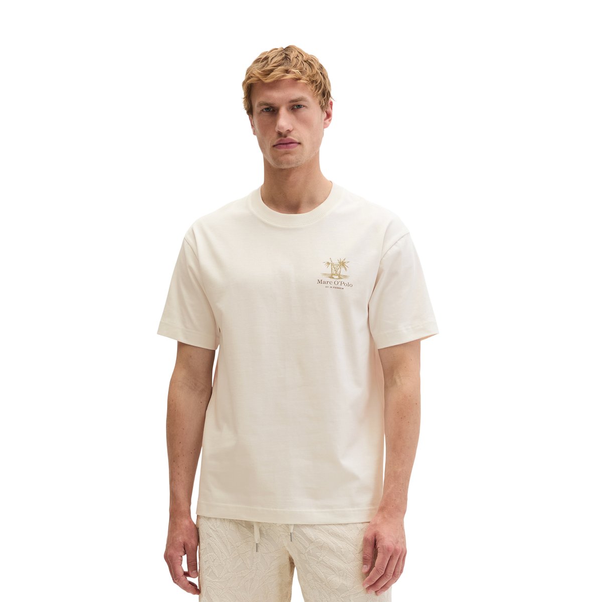 T-shirt relaxed avec imprimé saisonnier au dos blanc naturel, MARC O'POLO